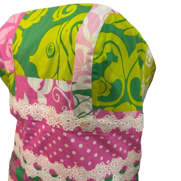 Lilly Pulitzer white label vintage Paradise Patch Patchwork Print Dress - size 8 - Picture 4 of 7